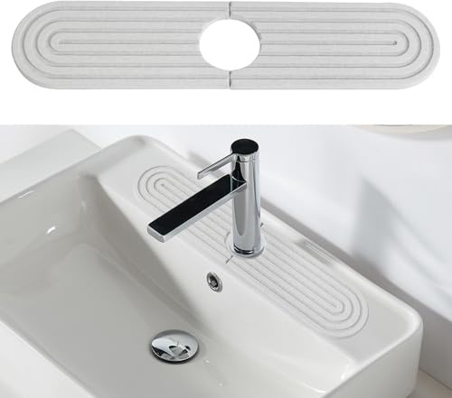 Abtropfmatte Spüle Wasserhahn Abtropfmatte Schmal Wasserhahn Spritzschutz Wasserhahn Matte Kieselgur Sink Mat für Wohnmobil Badezimmerarbeitsplatten (45x10cm)