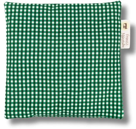 Franzis Nähstube I Traubenkernkissen I 20x20cm I kariert grün I 100% Baumwolle I Körnerkissen I Schmerzlinderung I Wärmekissen für Mikrowelle I Kältekissen