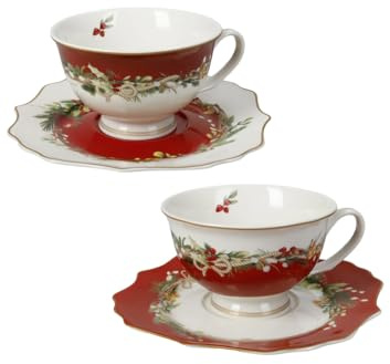 Brandani 89962 Tazza Thé Carol Set 2 pz New Bone China - Tazze con piattino, Ã˜ 16,5 cm