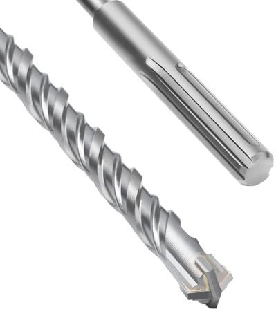 Broca SDS Max de 10 x 380 mm, broca para hormigón con 4 filos de corte de metal duro y espiral doble, broca de percusión para hormigón, piedra, piedra natural