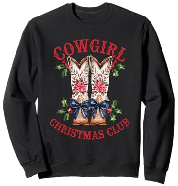 Cowgirl Natale Cowgirl Stivali Western Howdy Xmas Felpa