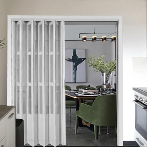 Faltschrank aus Aluminium, S-Tür, mit Acrylglas, für Küche und Waschküche, 71,1 x 203,2 cm, Weiß
