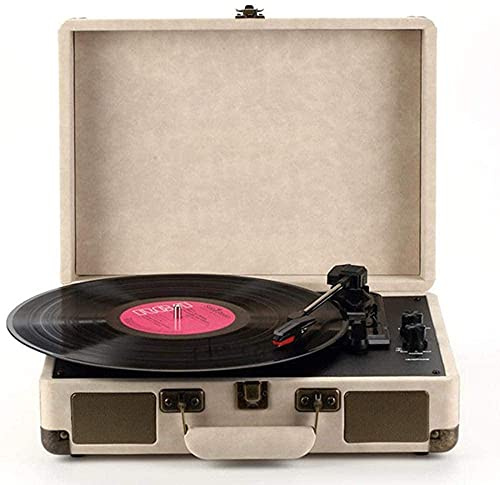 JFNHUTL Grammofono, Giradischi Portatile Grammofono Valigia con Bluetooth Altoparlante Stereo a 3 velocità Supporta Uscita USB/RCA/Jack per Cuffie, B