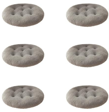 1er-Set Runden Plüsch Stuhlkissen 36x36 cm Sitzkissen Gefüllt, Memory-Foam-Kissen, Outdoor Gartenstuhlkissen, Garten Sitzpolster Set für Rattanstühle, Outdoor Stuhlauflage (6er Set Grau)