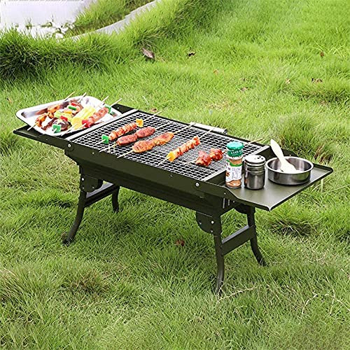 WXPXYBF Barbecue à Charbon Pliable avec étagère de Rangement, Barbecue à Charbon Portable en Acier Inoxydable, poêle à Fumer pour Barbecue avec poignée Portable