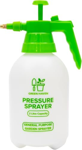 GREEN HAVEN 2 Litre Pump Action Pressure Sprayer – Pump sprayer with Adjustable Nozzle – High-Pressure Pump Spray for Weed Killer Pesticides Fungicides Cleaning – Water Sprayer Bottle