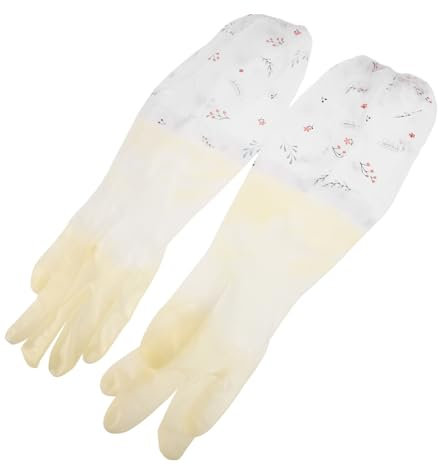 MUCKLILY 1pair Reusable Heavy-duty Dishwashing Gloves for Kitchen Cleaning and Laundry Sleeve Design Ergonomic Fit for Household Tasks