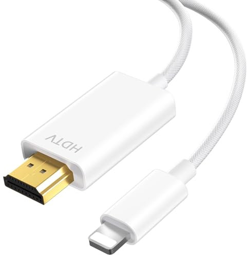 Oliveria Cavo HDMI iPhone, Cavo Lightning HDMI 1080P HD compatibile con Schermo AV Digitale per Dispositivi iPhone14, 13, 12, 11, iPad, Plug and Play