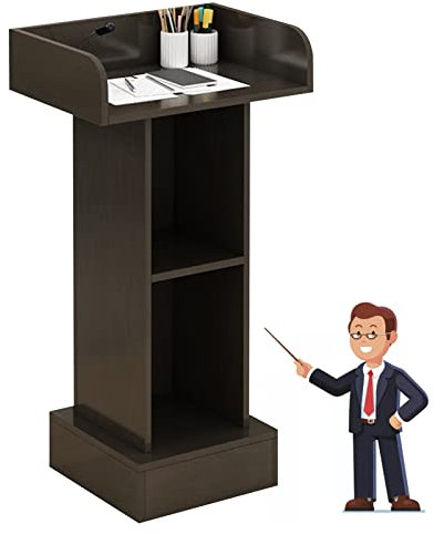 SGKOMN Kommerzielles Rednerpult, Podiumständer mit 2 Lagerräumen für Schulklassenzimmer, Konferenzräume, Kirchen, ideal für Rednerauftritte, erhältlich in Schwarz und Weiß(Black)