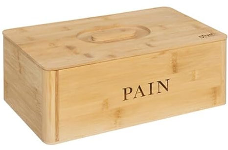 Paris Prix FIVE Simply Smart - Boîte à Pain en Bambou Inscription 33cm Naturel