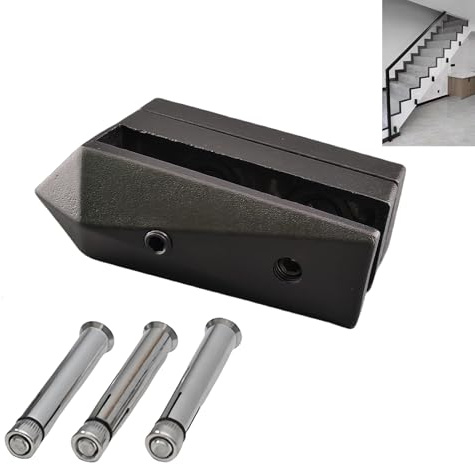 KMERCE Pince Verre Lourde de Garde-Corps, Support Clôtures en Verre pour la Piscine en Acier Inoxydable, Pince de Fixation latérale pour Verre de Main Courante, Balcon, Rampe d'Escalier (1, Noir)