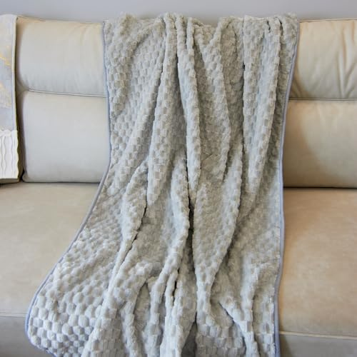 Ahinahwap Water Resistant Blanket for Bed Couch Sofa, Cat/Dog Blanket Waterproof Washable, Small Cozy Reversible Furniture Protector, Leakproof Throw (40x60, Glacier Gray/Cloud Gray)