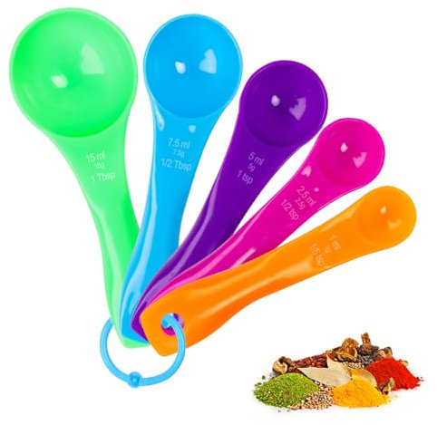 10 Stück Messlöffel Gramm, Messlöffel Set, Bunt Measuring Spoons 5 Unterschiedlichen Kapazitäten, Portionierlöffel Farbmesslöffel für Kochen & Backen Flüssigkeits und Pulvermessgeräte