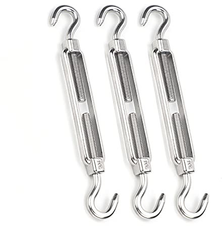 3 Pcs M8-M12 Turnbuckle Hook And Hook, Stainless Steel Hardware Kit for Wire Rope Tension Heavy Duty for Tent Installation(M12)
