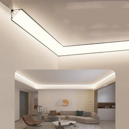 Cubierta difusora LED para iluminación de techo y cala, sistema de borde de yeso en forma de V, canal indirecto, ideal para aplicaciones de zócalo LED