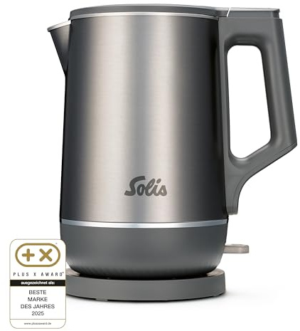 Solis Bollitore Eco Boil (tipo 5520) – silenzioso e veloce per momenti di divertimento rilassati, fino al 25% più efficiente grazie al sistema di riscaldamento 3D, capacità minima di 0,2 l, doppia