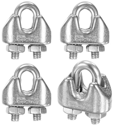 M METERXITY 4-Pack Cable Clamps, M2 Stainless Steel 2mm Wire Rope Clip Thimble U Bolt Saddle Fastener for Diameter Cable Rigging/Sailing/Clothesline, Wire Clamps