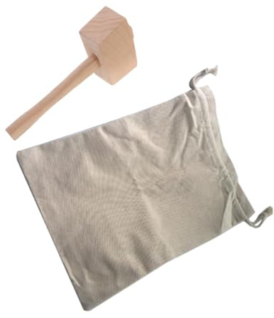 Holibanna 1 Set Reusable Ice Bag and Mallet Sustainable Canvas Ice Crusher Tool for Home Bars and Outdoor Picnics Easy to Clean and Store for Cold Drinks and Cocktails
