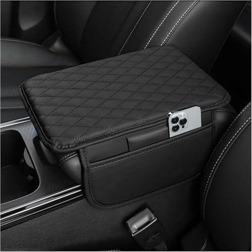 Muorruo Housse pour Console Centrale en Voiture, Coussin en Cuir Microfibre pour accoudoir, boîte de Rangement pour accoudoir, Accessoires intérieurs de Voiture pour la Plupart des véhicules
