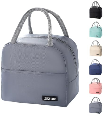 SUOXU Insulated Lunch Bag for Men Women Kids Cool Bag- Reusable Thermal Food Bag with Leak-Proof Liner, Cooler Tote for Work, School, Picnic & Travel (Grey-5L)