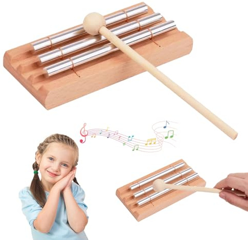 CUVZORA Chime Energy, 3 Ton Schlaginstrument mit Holzschlägel, Holz Hand Glockenspiel Glocken Percussion Instrument, für die musikalische Früherziehung, Yoga-Meditation und Klangtherapie