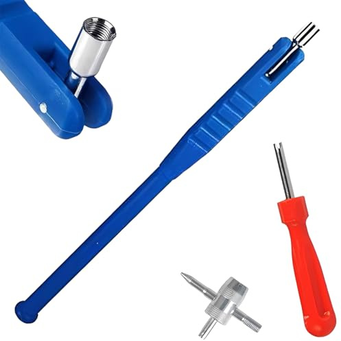 JEYORZY Conjunto de 3 piezas Extractor de válvula de Coche+Llave Universal, Herramientas de Válvulas de Neumáticos,Extractor de vástago de válvula, Accesorio para Montaje de neumáticos, Llave
