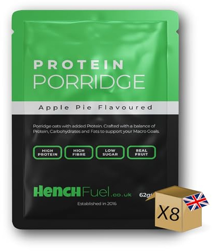 Protein Porridge by Hench Fuel, High Protein, Low Sugar Breakfast, Apple and Cinnamon, Overnight Oats, Instant Breakfast, Fibre Rich, Real Fruit, Porridge Pots, Protein Porridge Pots, Meal Replacement