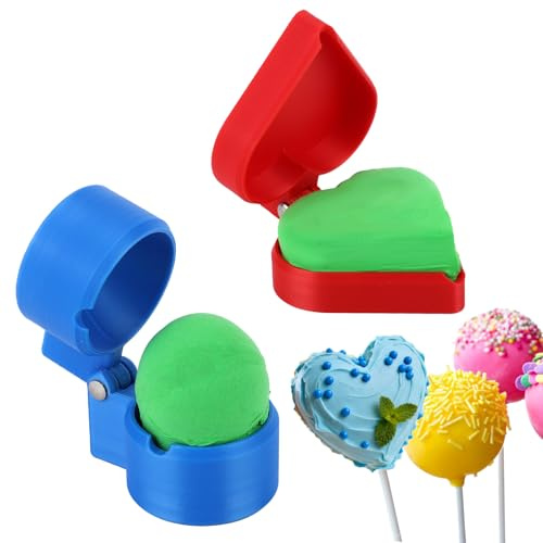 2pcs Moule à Cake Pops en Forme Cœur et Sphère, Plastique PLA Cœur Rouge et Sphère Bleue Moule à Gâteau Cuisine Pâtisserie Poêle Accessoires pour Pâtisseries Maison Fête Desserts Préparation