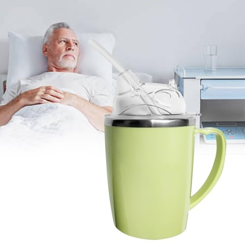 Dhqkqg 3-in-1 Schnabeltasse Senioren, 350ml Auslaufsichere Trinkbecher mit Griffen & 30cm Stroh, Dysphagie-Tassen aus Edelstahl für Erwachsene mit Behinderungen und ältere Menschent
