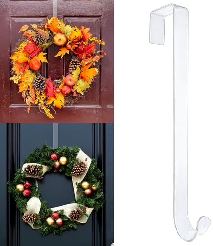 Christmas Decorative Wreath Hangers for Front Door,Over The Door Hooks (Clear, 31cm（12 in）)