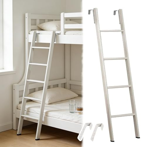 Scaletta Letto a Castello Scala Salvaspazio per Letto a Castello con Battistrada Largo e Gancio, Scaletta Antiscivolo Per Letto Singolo Camper, Bambini E Adulti, Gradino Corto Regolabile(116cm/45)
