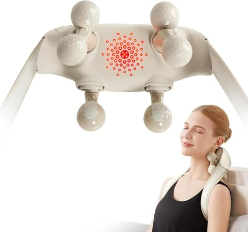 SKG Nackenmassagegerät mit Wärme, Schulter-Shiatsu-Massagegerät, Comfier 6D Weiß Massagekopf, Geschenke für Männer und Frauen, H7 Ultra