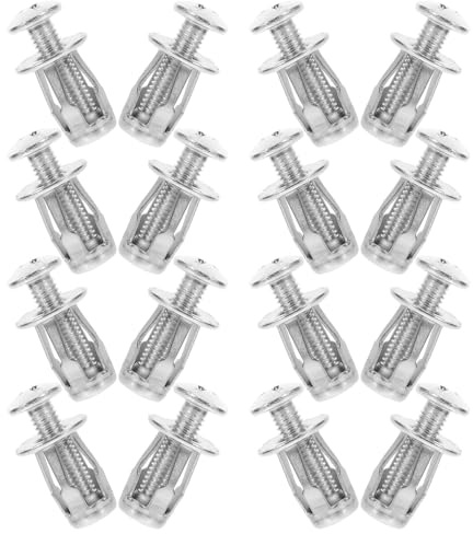 GRIRIW Set di Ancoraggi Metallici per Porte Cave in Acciaio Inox 6X25 MM, 20 Pezzi Dadi a Petalo per Riparazioni e Fissaggi su Cartongesso