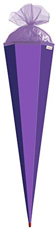 ROTH Bastelschultüte 85cm lila sechseckig - Schultüte mit Stabiler Rot(h)-Spitze mit Tüll-Verschluss