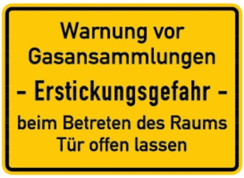 LEMAX® Hinweisschild, Gasansammlungen, Erstickungsgefahr, 250x350mm Alu geprägt gelb/Schriftfarbe: schwarz/Randfarbe: schwarz 350x250mm