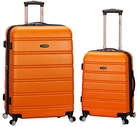 Rockland Melbourne Hardside 2 Piece Expandable Spinner Wheel Luggage Set, (20/28), Orange