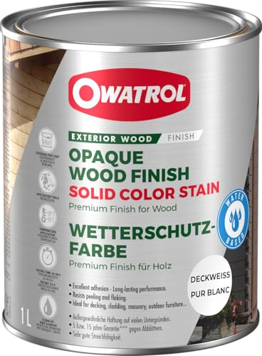 Solid Color Stain - Finition mate opaque pour bois extérieurs - Owatrol Pro - 1 L blanc pur