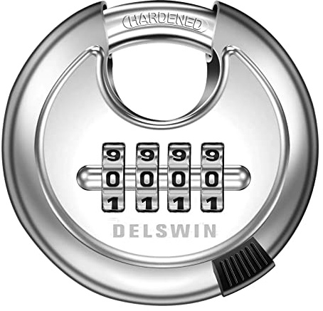 DELSWIN 4 Digit Combination Lock with Hardened Steel Shackle Combo Padlock for Sheds,Gym Locker,Storage Unit,Gate and Fence (1 Pcs)