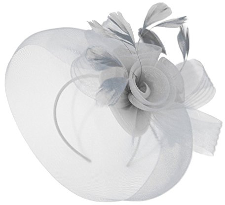 Caprilite Fascinator für Hochzeiten, Pferderennen, Schleier, Netz, Hut mit Zapfen und Federn