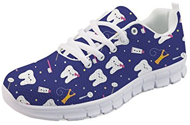 HUGS IDEA - Scarpe da corsa da donna, con stampa dentale, in mesh traspirante, 37 EU