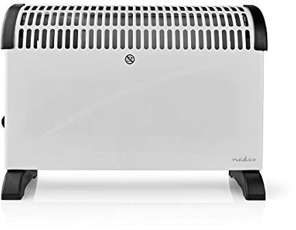 Nedis - Calentador por convección - Termostato - Función ventilador - 3 niveles - 2000 W - Termostato ajustable - Protección contra sobrecalentamiento - Función Turbo - Mango - Blanco