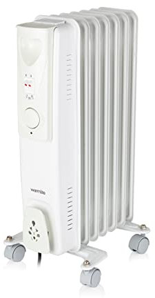 Warmlite WL43003YW Oil Filled Radiator with 3 power Settings and Adjustable Thermostat, 1500W, White
