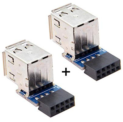 cablecc 2pcs 9Pin/10Pin Motherboard Female Header to Dual USB 2.0 Female Adapter Vertical Type