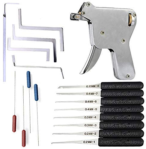 Loboo Idea Kit di strumenti per estrarre chiavi rotte e aprire la serratura della porta, include un kit di attrezzi per fabbro, 12 pezzi kit estrattore chiave rotta e 5 chiavi di tensione per fabbro