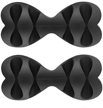 PNI Tidy Clip 08 - Organizador de cables (silicona, autoadhesivo, para 8 cables de 4 x 2 con 6 mm de diámetro, 2 unidades), color negro