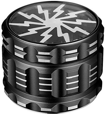 LIHAO Grinder Pollen Gewürze Kräuter Spices Herb Crusher Mühle Aluminium mit Scraper für Gewürze Kräuter Spice (Schwarz)