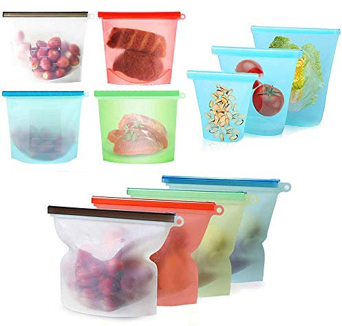 Sacchetti in Silicone Ecologico Per uso Alimentare, 11 Sacchetti per Alimenti in Silicone Senza BPA, a Prova di Perdite e Riutilizzabili, Utilizzati per Verdura, Frutta, Carne, Liquidi, ecc.