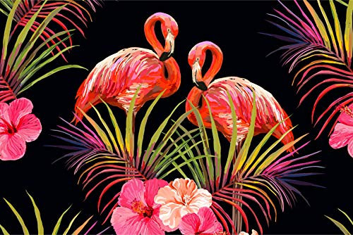 Muralo Fotomural autoadhesivo 460 x 300 juveniles flamencos y flores 3D moderno papel pintado para habitación infantil dormitorio mural mural mural XXL br. 460 cm x altura 300 cm