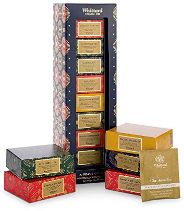 Whittard of Chelsea | A Feast of Tea Seasonal Gift Set | Suitable for Vegans & Vegetarians | A selection of 8 Black, Green & White Teas | 40 Tea Bags