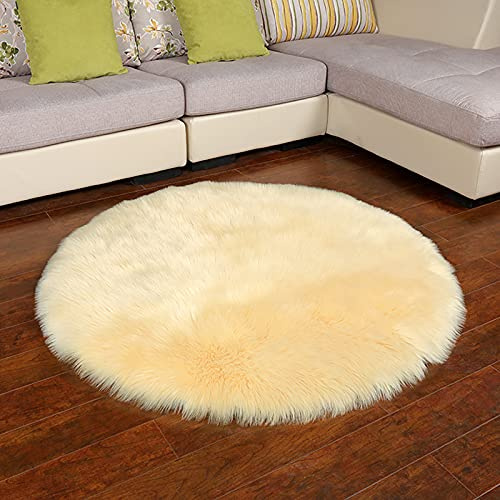 Tappeto in finta pelliccia di pecora in finta pelliccia di pecora, rivestimento per sedia in pile morbido e soffice, antiscivolo, per sedia, letto, divano, pavimento (45 x 45 cm) beige